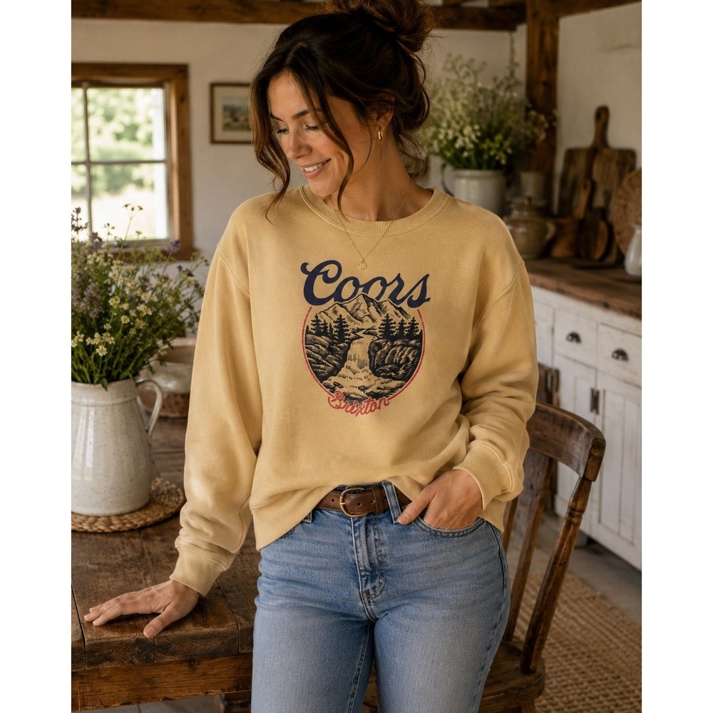 Brixton x Coors Crewneck Yellow Sweatshirt  Medium